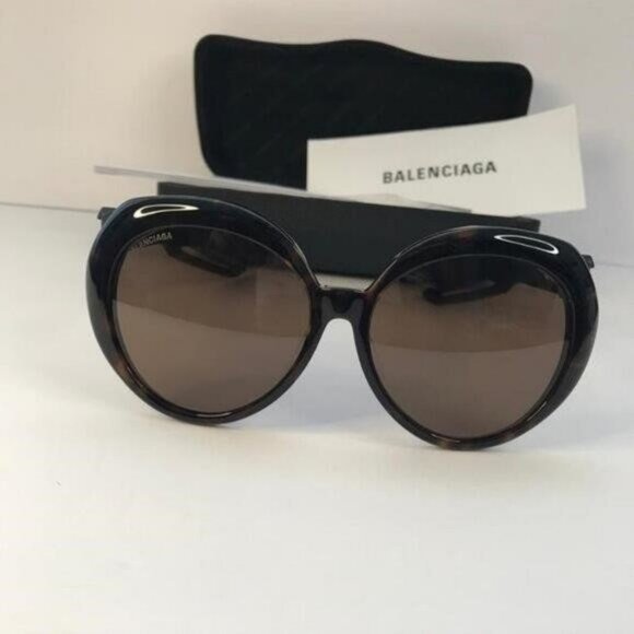 Balenciaga Women\'s BB0024SA BB/0024/SA 001 Havana Fashion Round Sunglasses 56mm\